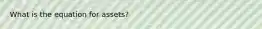 What is the equation for assets?