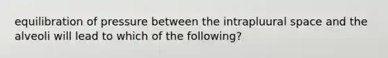 equilibration of pressure between the intrapluural space and the alveoli will lead to which of the following?