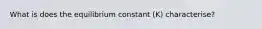 What is does the equilibrium constant (K) characterise?