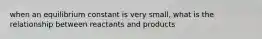 when an equilibrium constant is very small, what is the relationship between reactants and products