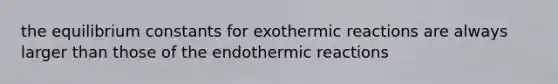 the equilibrium constants for exothermic reactions are always larger than those of the endothermic reactions