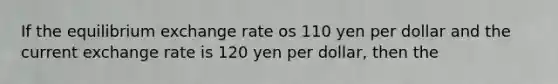 If the equilibrium exchange rate os 110 yen per dollar and the current exchange rate is 120 yen per dollar, then the