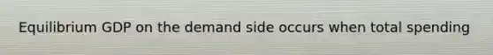 Equilibrium GDP on the demand side occurs when total spending