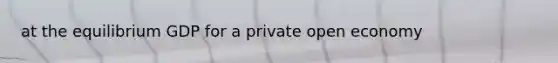at the equilibrium GDP for a private open economy
