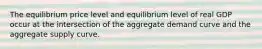 The equilibrium price level and equilibrium level of real GDP occur at the intersection of the aggregate demand curve and the aggregate supply curve.