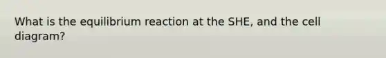 What is the equilibrium reaction at the SHE, and the cell diagram?