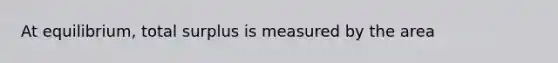 At equilibrium, total surplus is measured by the area