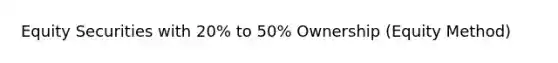 Equity Securities with 20% to 50% Ownership (Equity Method)