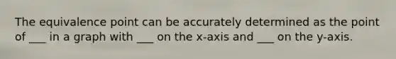 The equivalence point can be accurately determined as the point of ___ in a graph with ___ on the x-axis and ___ on the y-axis.