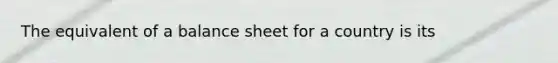 The equivalent of a balance sheet for a country is its