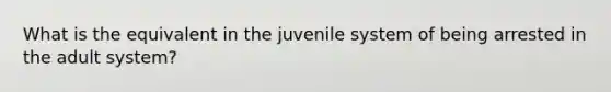 What is the equivalent in the juvenile system of being arrested in the adult system?