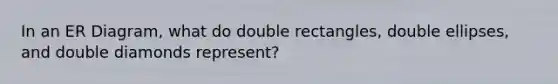 In an ER Diagram, what do double rectangles, double ellipses, and double diamonds represent?