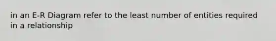 in an E-R Diagram refer to the least number of entities required in a relationship