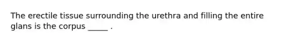 The erectile tissue surrounding the urethra and filling the entire glans is the corpus _____ .
