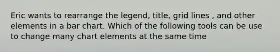 Eric wants to rearrange the legend, title, grid lines , and other elements in a bar chart. Which of the following tools can be use to change many chart elements at the same time