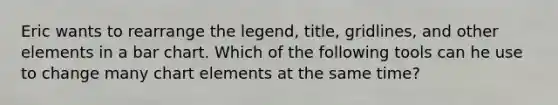 Eric wants to rearrange the legend, title, gridlines, and other elements in a bar chart. Which of the following tools can he use to change many chart elements at the same time?