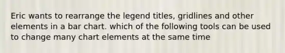 Eric wants to rearrange the legend titles, gridlines and other elements in a bar chart. which of the following tools can be used to change many chart elements at the same time