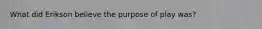 What did Erikson believe the purpose of play was?