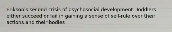 Erikson's second crisis of psychosocial development. Toddlers either succeed or fail in gaining a sense of self-rule over their actions and their bodies