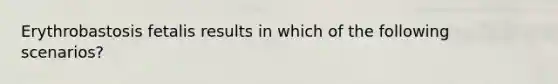 Erythrobastosis fetalis results in which of the following scenarios?