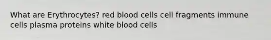 What are Erythrocytes? ​red blood cells cell fragments ​immune cells ​plasma proteins ​white blood cells