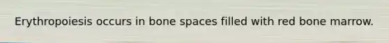 Erythropoiesis occurs in bone spaces filled with red bone marrow.