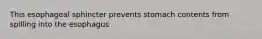 This esophageal sphincter prevents stomach contents from spilling into the esophagus