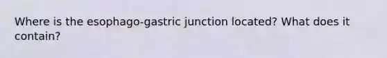 Where is the esophago-gastric junction located? What does it contain?