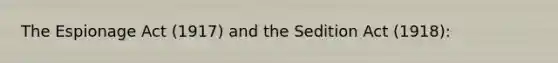 The Espionage Act (1917) and the Sedition Act (1918):