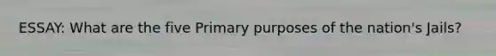 ESSAY: What are the five Primary purposes of the nation's Jails?