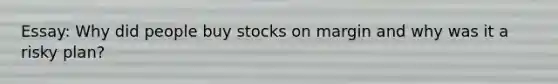 Essay: Why did people buy stocks on margin and why was it a risky plan?