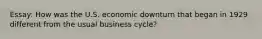 Essay: How was the U.S. economic downturn that began in 1929 different from the usual business cycle?