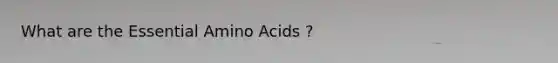 What are the Essential Amino Acids ?