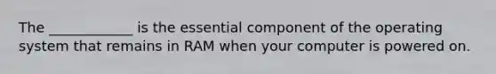 The ____________ is the essential component of the operating system that remains in RAM when your computer is powered on.