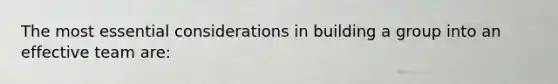 The most essential considerations in building a group into an effective team are: