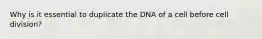 Why is it essential to duplicate the DNA of a cell before cell division?