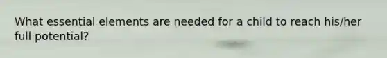 What essential elements are needed for a child to reach his/her full potential?