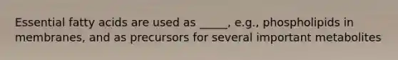 Essential fatty acids are used as _____, e.g., phospholipids in membranes, and as precursors for several important metabolites