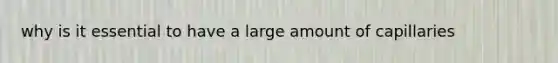 why is it essential to have a large amount of capillaries