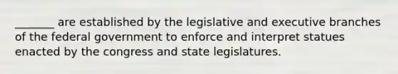 _______ are established by the legislative and executive branches of the federal government to enforce and interpret statues enacted by the congress and state legislatures.