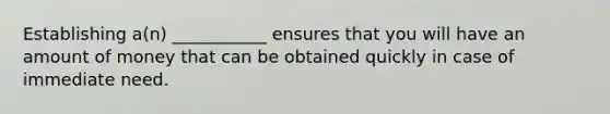 Establishing a(n) ___________ ensures that you will have an amount of money that can be obtained quickly in case of immediate need.