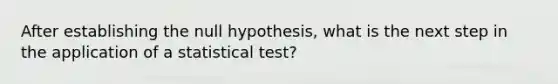 After establishing the null hypothesis, what is the next step in the application of a statistical test?