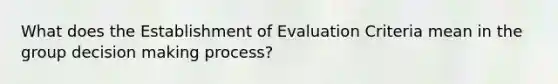 What does the Establishment of Evaluation Criteria mean in the group decision making process?