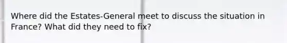 Where did the Estates-General meet to discuss the situation in France? What did they need to fix?