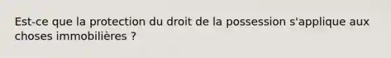 Est-ce que la protection du droit de la possession s'applique aux choses immobilières ?