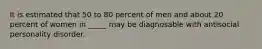 It is estimated that 50 to 80 percent of men and about 20 percent of women in _____ may be diagnosable with antisocial personality disorder.