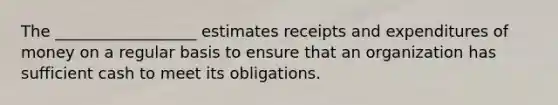 The __________________ estimates receipts and expenditures of money on a regular basis to ensure that an organization has sufficient cash to meet its obligations.