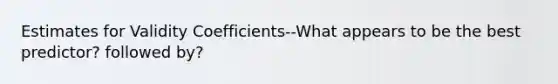 Estimates for Validity Coefficients--What appears to be the best predictor? followed by?