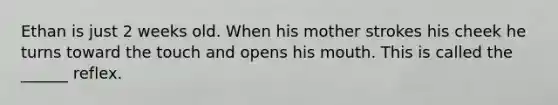 Ethan is just 2 weeks old. When his mother strokes his cheek he turns toward the touch and opens his mouth. This is called the ______ reflex.