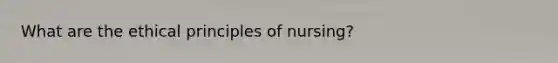 What are the ethical principles of nursing?